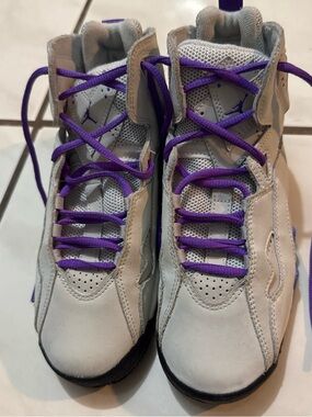 Kids unisex Jordan light gray and cream sneakers